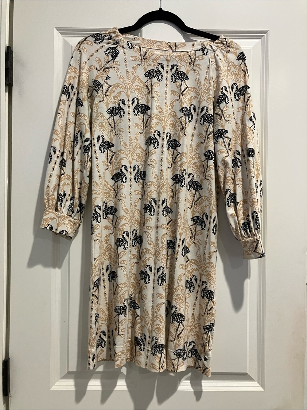 Lilly Pulitzer Cream Shift Dress with Black & Tan Botanical Print